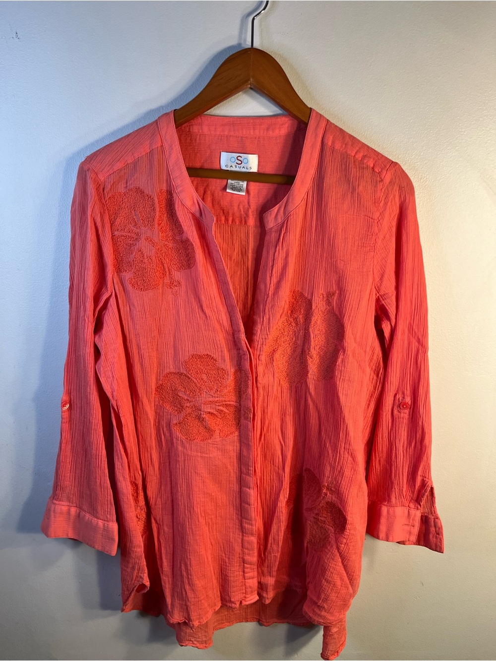 Coral Embroidered Women's Tunic Top